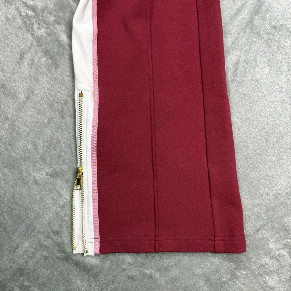 Care Tucker Pants Womens XS Red Jordan Interlock Bordeaux Side Stripe Zip Office
